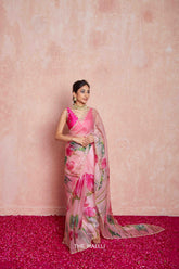 Kumud Pink Organza Silk Saree